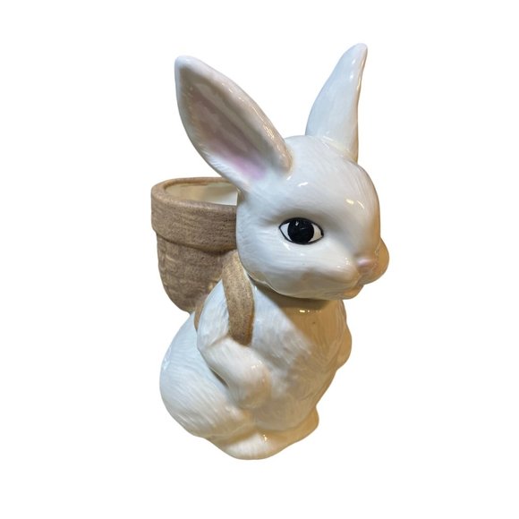 Easter Bunny Rabbit Ceramic Planter Vintage - Picture 1 of 12